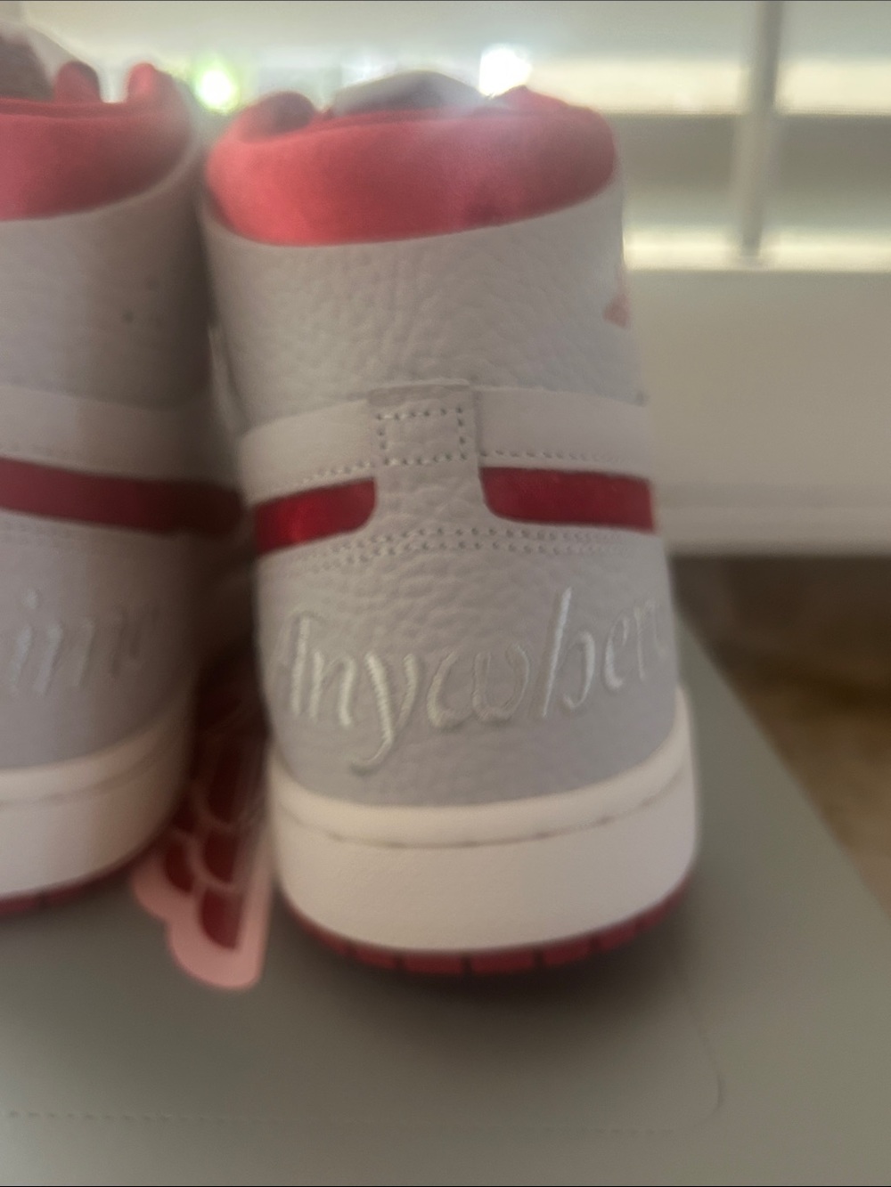 BNIB Nike Jordan BNIB Gray Shoe Box with red  Logo Accent Womens 8.5 - Picture 10 of 15